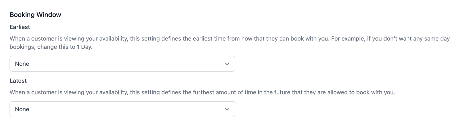 Screenshot 1 for: How to set your booking window