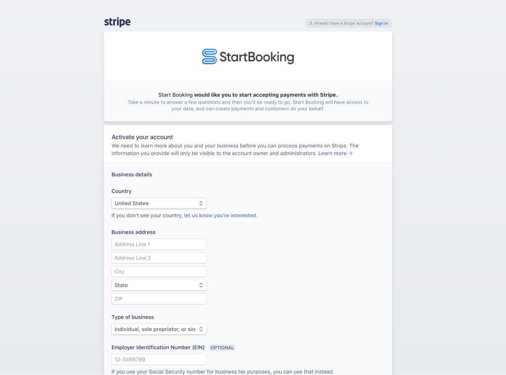Screenshot 2 for: How to setup Stripe payments for online booking