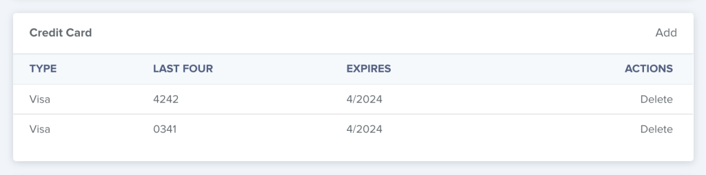 Screenshot 3 for: Managing customer credit cards
