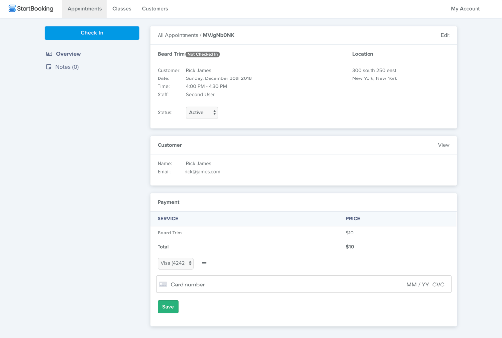 Screenshot 4 for: Managing customer credit cards