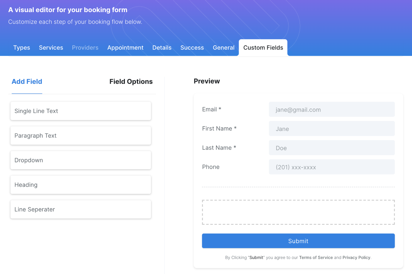 Screenshot 3 for: How to add Custom fields to your form